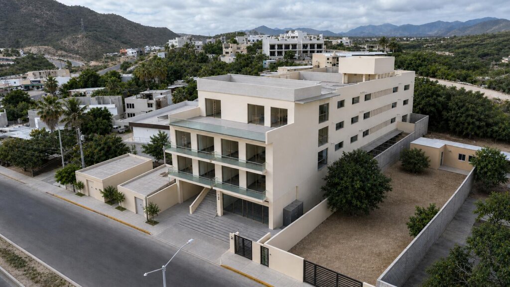 Los Cabos Belposto Belposto Residencial is a high-end development that redefines the lifestyle in San José del Cabo. Take advantage of SJD's prime location with the most affordable price in the area, within an exclusive complex of only 20 apartments. Unit 105 features 2 bedrooms, 2 full bathrooms, a laundry area, kitchen, dining room, living room and balcony. All units come with 2 parking spaces and luxurious amenities, such as a panoramic pool on the rooftop with an exclusive social area, a fully equipped gym, a furnished business center, and a prime location close to all essential services. – 1431 Blvd. Forjadores, San Jose del Cabo, BS