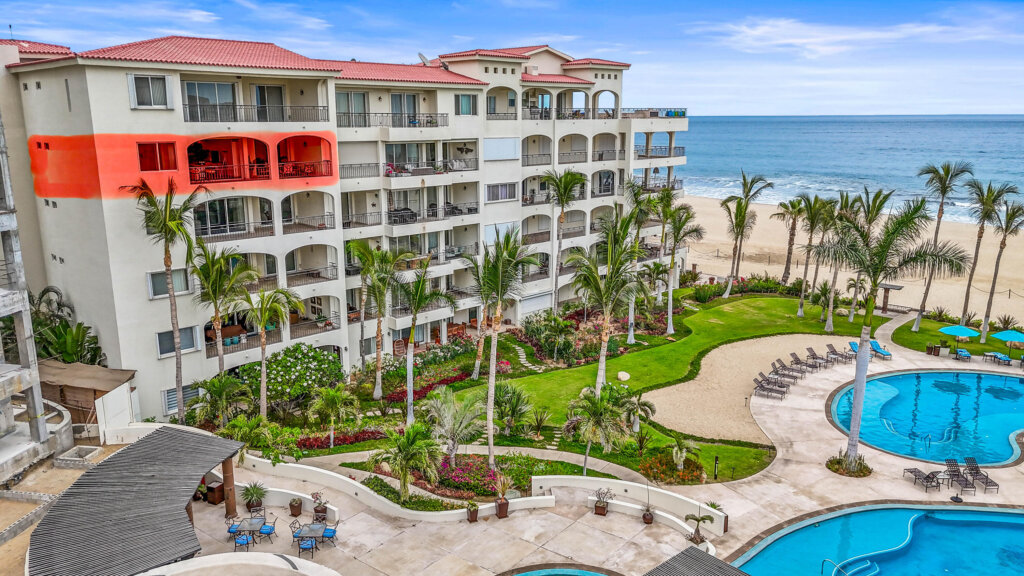 Los Cabos Tortuga Bay Location is everything at upscale, BEACHFRONT, TORTUGA BAY. #1503 is a 2 BD/2BA on the 5th floor of the 1st phase of this exclusive enclave of 33 luxury condominiums, Generous 2000 sq ft floor plan is bright and airy. Pocket doors open indoors out to the covered patio. Perfect for – 1503 HOTEL ZONE, San Jose del Cabo, BS