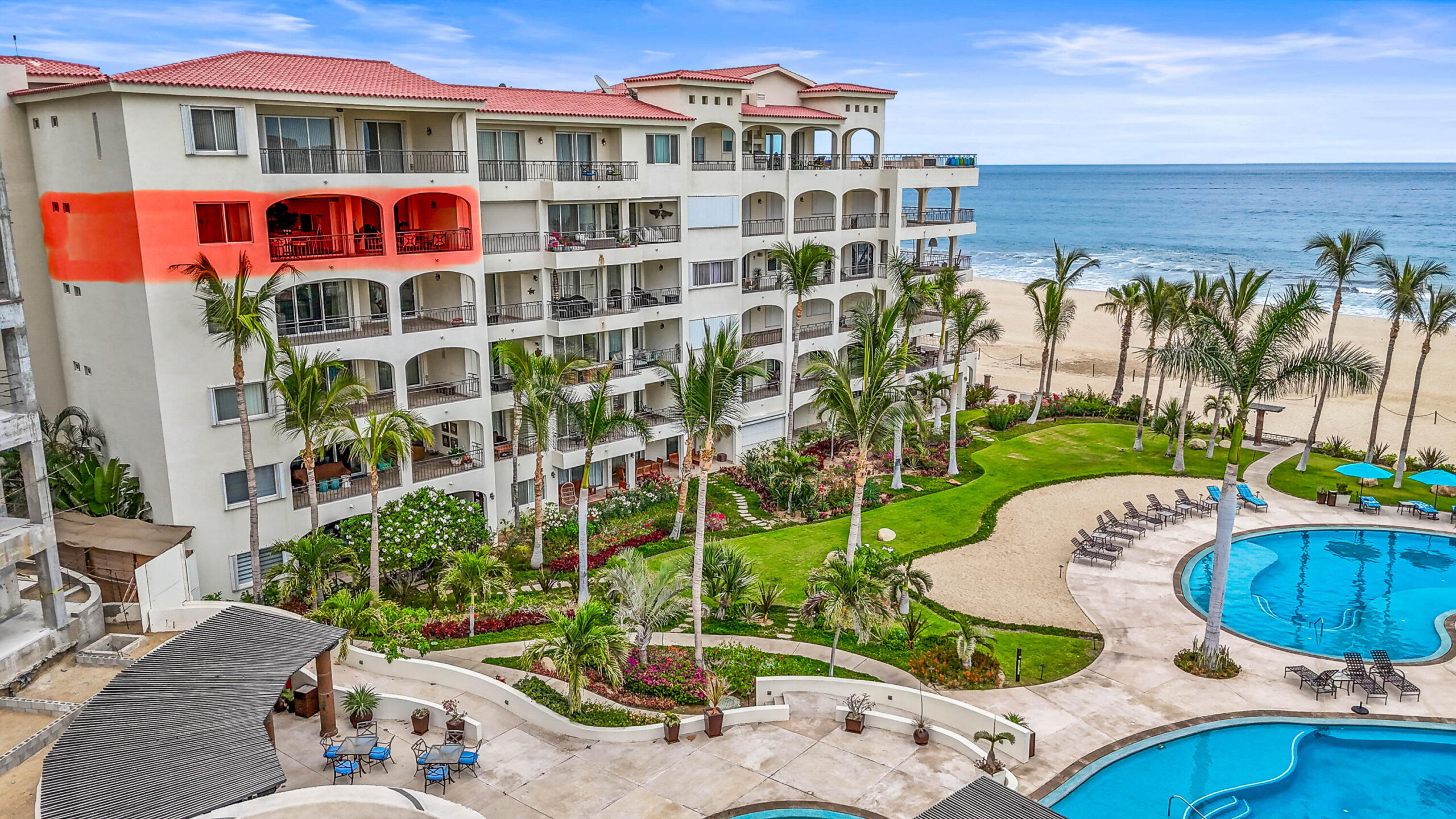 Los Cabos Tortuga Bay Location is everything at upscale, BEACHFRONT, TORTUGA BAY. #1503 is a 2 BD/2BA on the 5th floor of the 1st phase of this exclusive enclave of 33 luxury condominiums, Generous 2000 sq ft floor plan is bright and airy. Pocket doors open indoors out to the covered patio. Perfect for for sale