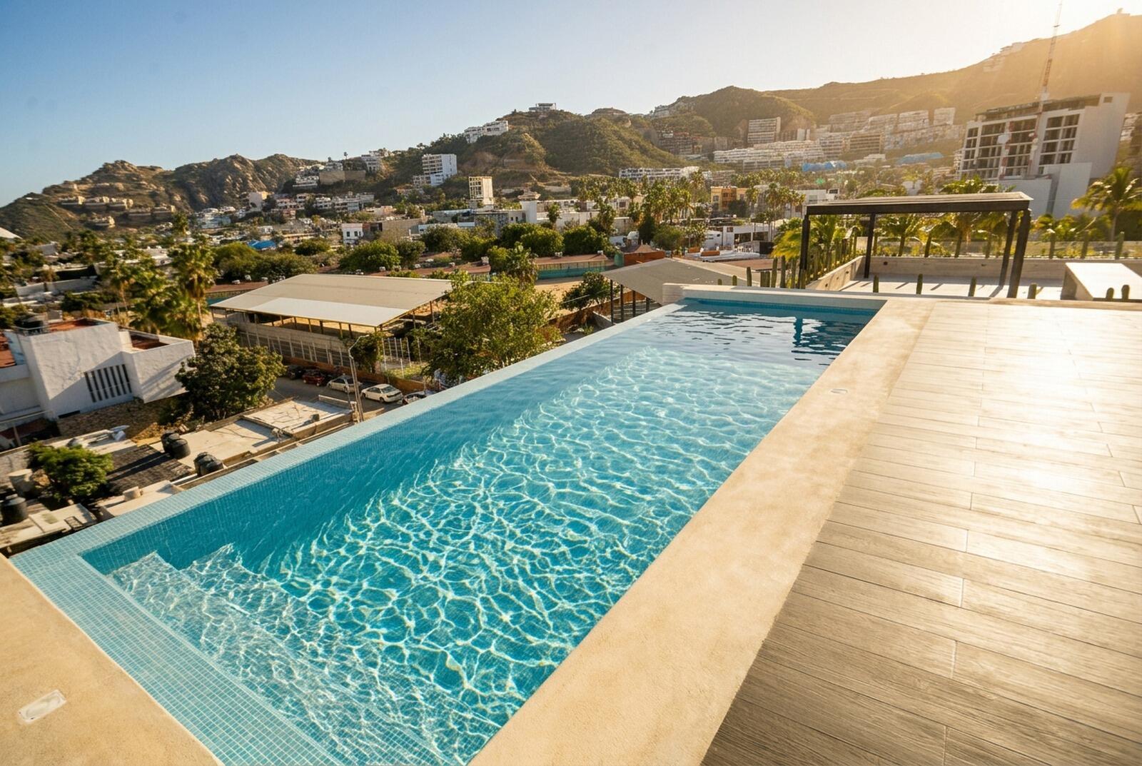 Los Cabos Best Suites Apartments in a central area of Cabo San Lucas, near the Marina. With 17 units and an ideal profile for investment (vacation rentals, mid- or long-term stays) and personal use.*Private balcony *Amenities: pool, fire pit, garden *Equipped kitchen with cabinetry and range hood, quartz countertop, electric cooktop, and microwave *Flooring: Creto Grafite Interceramic (rectified) and Egeo Hidragrey (rectified) *Mini-splits in bedrooms and main living area *Laundry area *Electric water heaterA solid option for those seeking rental cash flow and appreciation in Cabo San Lucas. Apartamentos en zona céntrica de Cabo San Lucas, cerca de La Marina. Con 17 unidades y perfil ideal para inversión (renta vacacional, estancia medio o largo plazo) y uso personal.*Balcón privado*Amenidades: alberca, fire pit, jardín*Cocina equipada con mueble y campana, barra de cuarzo, parrilla eléctrica y microondas*Pios Creto Grafite Interceramic rectificado y Egeo Hidragrey rectificado*Mini splits en recámaras y área común*Área de lavado*Boiler eléctricoUna opción sólida para quien busca flujo por rentas y plusvalía en Cabo San Lucas. for sale