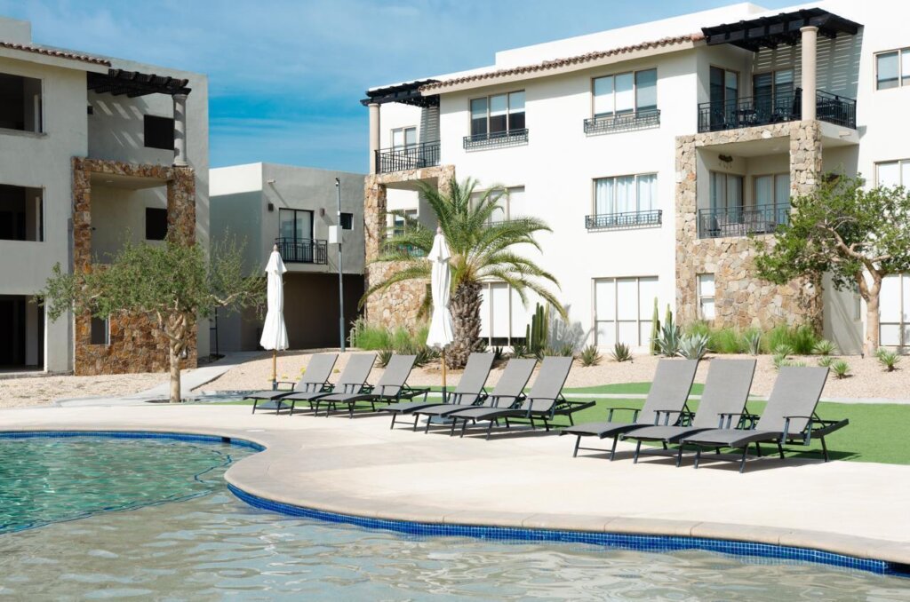Los Cabos Camino Del Mar Condo for sale in Camino del Mar, La Joya, Cabo San Lucas. This 2-bedroom, 2-bathroom condo is located on the ground level, offering easy access and comfortable living. The unit features a private terrace with a pleasant – Condo, Cabo Corridor, Cabo Corridor, BS