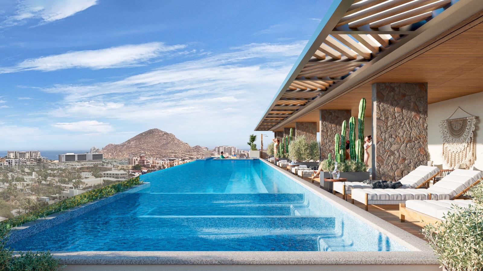 Los Cabos Terra 192 Discover Terra 192, an exclusive residential development currently in presale, located in the heart of Cabo San Lucas, just 300 meters from downtown. This boutique project offers 48 luxury condos with modern design and top-tier amenities, making it an ideal investment opportunity or personal retreat.Condo Features: • Studio • 1 full bathrooms • kitchens with quartz countertops • Mini-split air conditioning units • Built-in closets included • Units ranging from 64.35 mt2Development Amenities: • Rooftop infinity pool with lounge area • Fully equipped gym • Pool bar and hammock area • Elevator for convenient access • Underground parking • Lobby with concierge service • 24/7 security and controlled access ￼Pricing & Delive Discover Terra 192, an exclusive residential development currently in presale, located in the heart of Cabo San Lucas, just 300 meters from downtown. This boutique project offers 48 luxury condos with modern design and top-tier amenities, making it an ideal investment opportunity or personal retreat.Condo Features: " Studio " 1 full bathrooms " kitchens with quartz countertops " Mini-split air conditioning units " Built-in closets included " Units ranging from 64.35 mt2Development Amenities: " Rooftop infinity pool with lounge area " Fully equipped gym " Pool bar and hammock area " Elevator for convenient access " Underground parking " Lobby with concierge service " 24/7 security and controlled access üPricing & Delivery: " for sale
