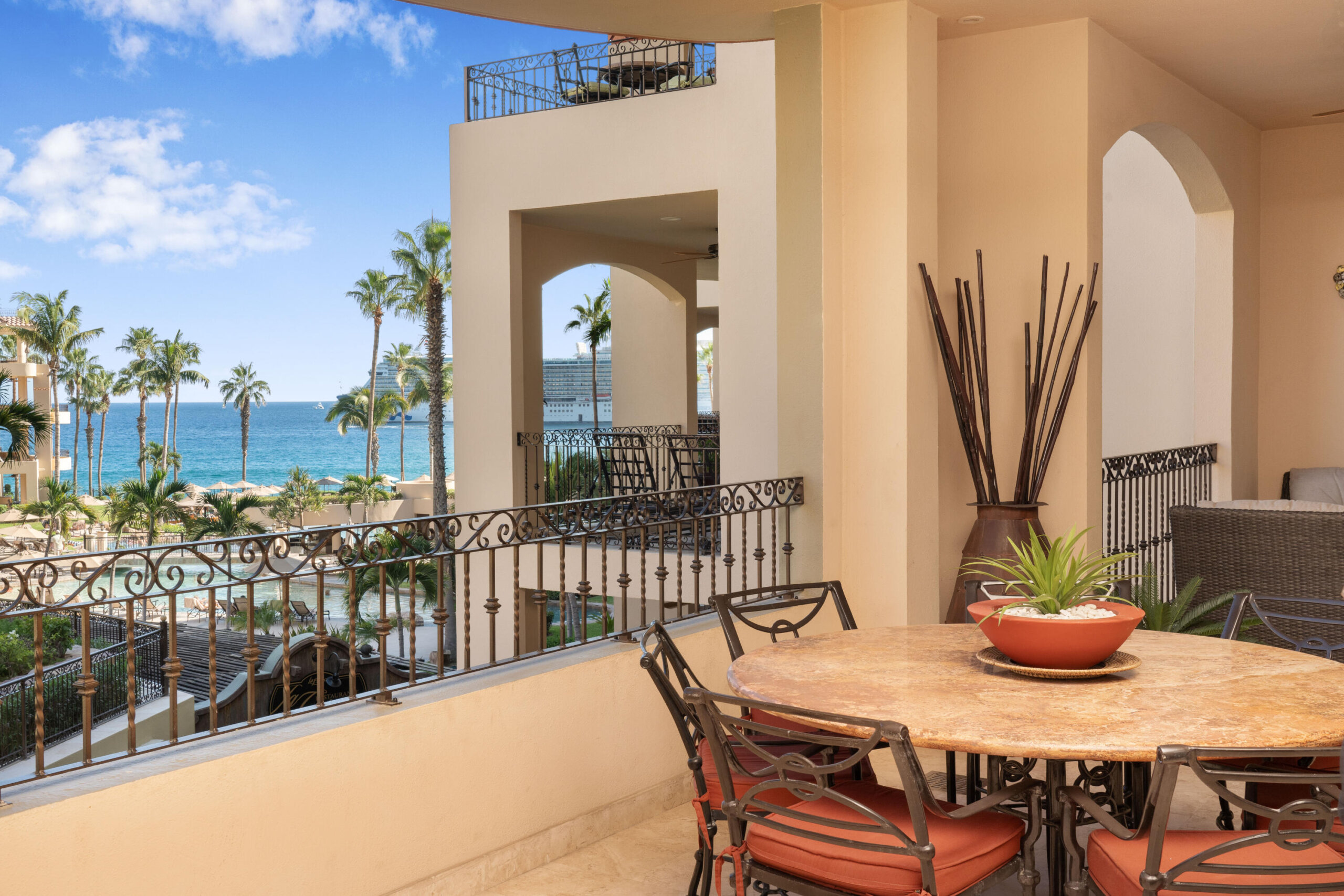 Los Cabos Villa La Estancia This spacious 2,100+ sq. ft. two-bedroom, three-bathroom villa is located on the renowned Medano Beach in Cabo San Lucas. Fully furnished and recently remodeled, it features high-quality finishes throughout.Villa La Estancia has a proven track record as a strong vacation rental property. A grand reception lobby welcomes you, along with 24-hour concierge services for you and your guests. Amenities include two restaurants, two pools, a swim-up bar, and a beach club for your enjoyment. The property also offers a fully equipped gym, spa, and private tennis courts. for sale