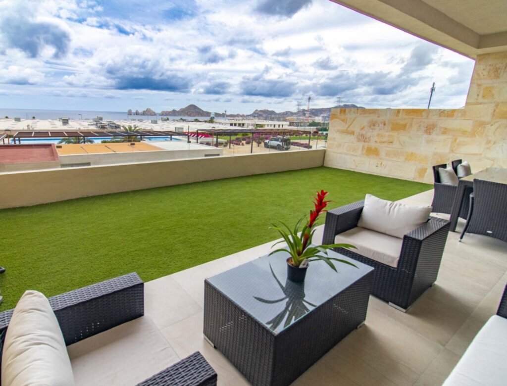 Los Cabos Vista Vella Ii Ready to move in, turn-key first floor Pent Garden condo in Vista Vella II featuring 3 beds, 3½ baths with a designer furniture package from the developer. Resort-style living with 4 pools including a 40 m lap pool, gym, clubhouse, BBQ areas, tennis & pickleball courts. Each building has a diesel generator for full power during outages and the community has its own water recycling plant for landscape irrigation. Excellent location within walking distance to Costco, Plaza Nova, a 24-hour Soriana grocery store and gym, and only 10 minutes to the main beach and downtown. Nightly and monthly rentals allowed and pet friendly. Oversized terrace ready for a jacuzzi, plunge pool, outdoor kitchen or fire pit – VISTAVELA II, Cabo Corridor, BS